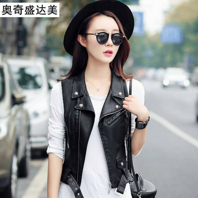 Rompi Kulit Leather Vest Rock & Roll Korea Jaket Luaran