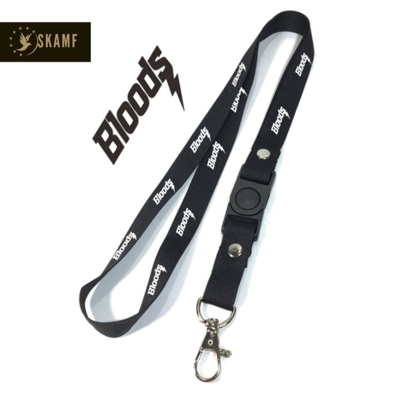 

Gantungan kunci DISTRO / BLOODS BLOOS tali lanyard brand distro gantungan leher id card name tag unisex