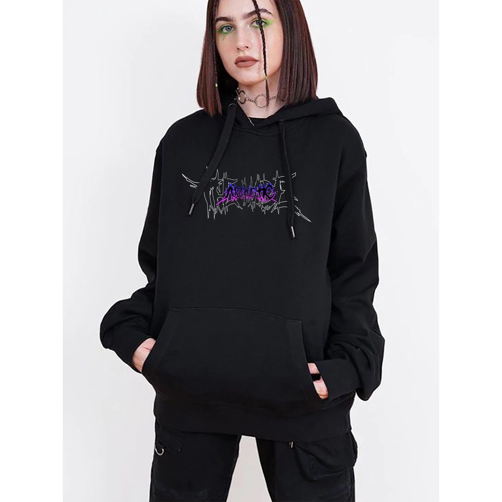 Sweater Hoodie Motif Aesthetic Font Metal Model Terbaru Original / Sweater Hoodie Tulisan Keren Distro / Jaket Hoodie Bestie-Aesthetic-No Problem-Gambar Sayap