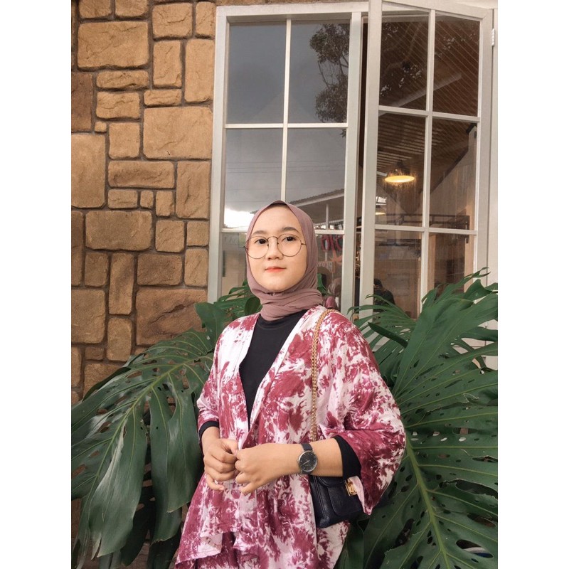 SETELAN WANITA MURAH ! ONE SET CARDIGAN JUMBO RAYON TIEDYE/OVERSIZE PIYAMA KIMONO|BAJU LEBARAN-3