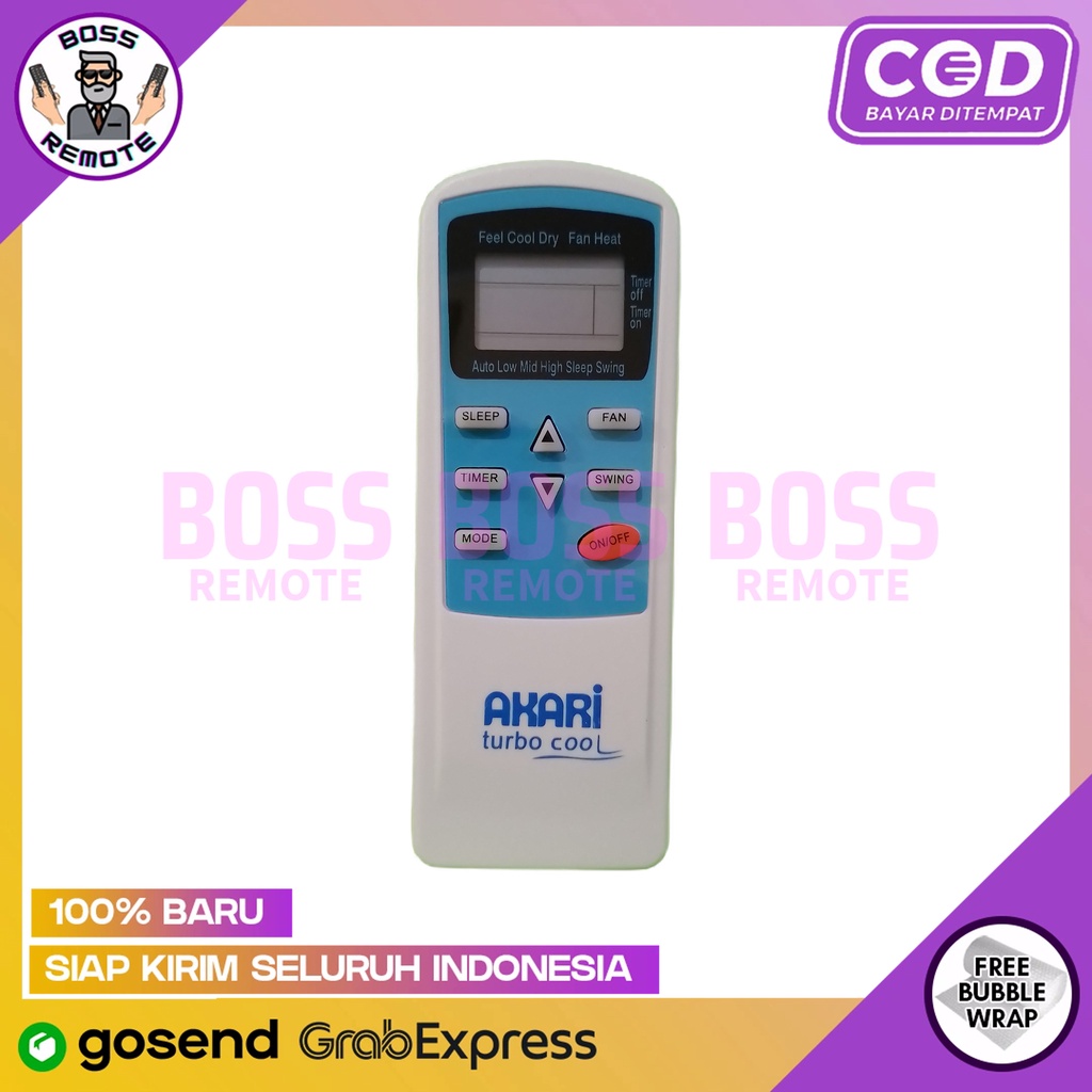 REMOTE AC AKARI TURBO COOL RC-055T GRADE ORIGINAL