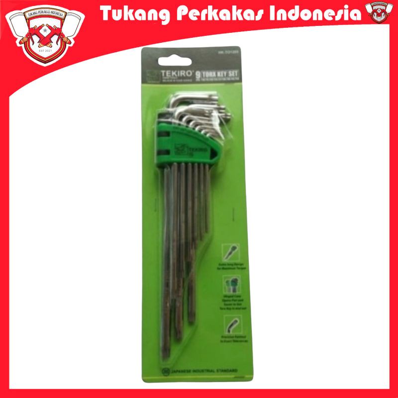 TEKIRO KUNCI L SET BINTANG PANJANG BERLUBANG 9PCS/TORX KEY LONG SET