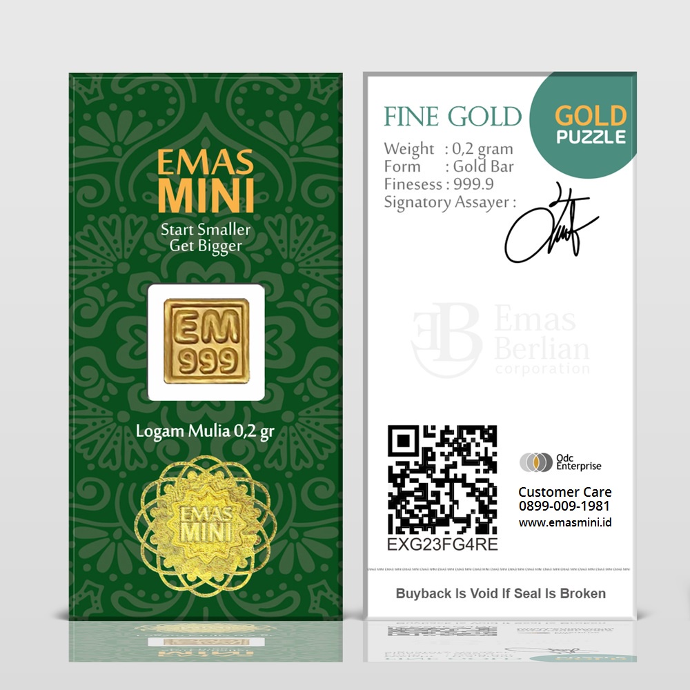 Emas Mini 0,1 gram / Logam Mulia 24 Karat