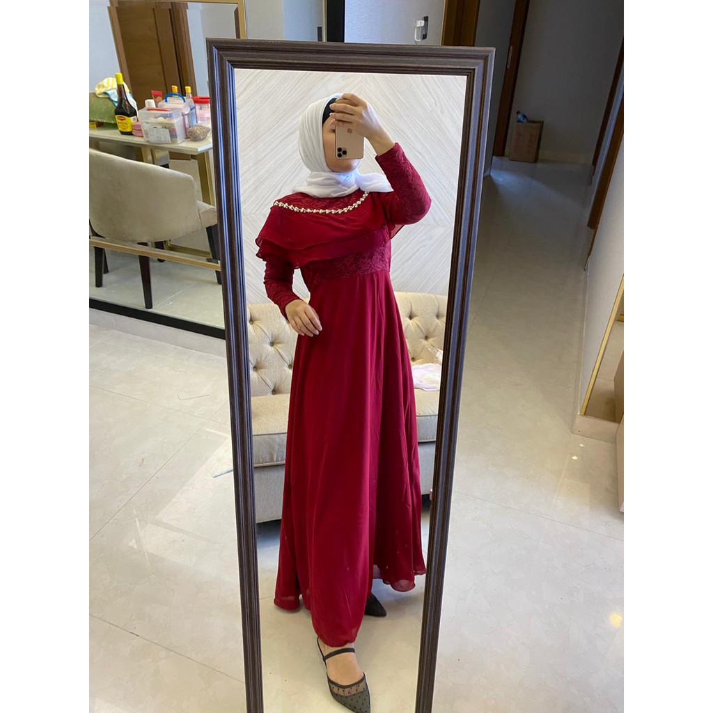 072# dress maxi muslim / dress muslim fashion / gamis muslim brukat// Fashion Dress Gamis