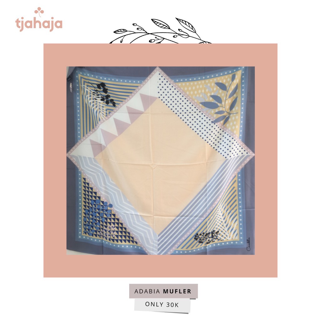 Jilbab Motif Segi Empat ADABIA MUFLER seri CANDELLA Kuning Muda Ungu Muda Baru Original