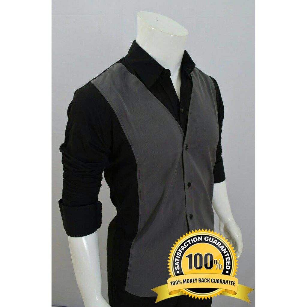 KEMEJA PRIA LENGAN PANJANG  TOYYA WARNA HITAM MODEL SLIMFIT FASHGROCASUAL STYLE LIMITED EDITION