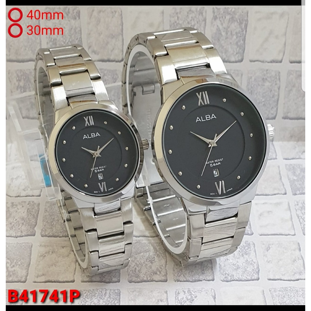 JAM TANGAN COUPLE RANTAI STAINLESS STEEL ALBA/JAM TANGAN COUPLE/COUPLE EDITION/