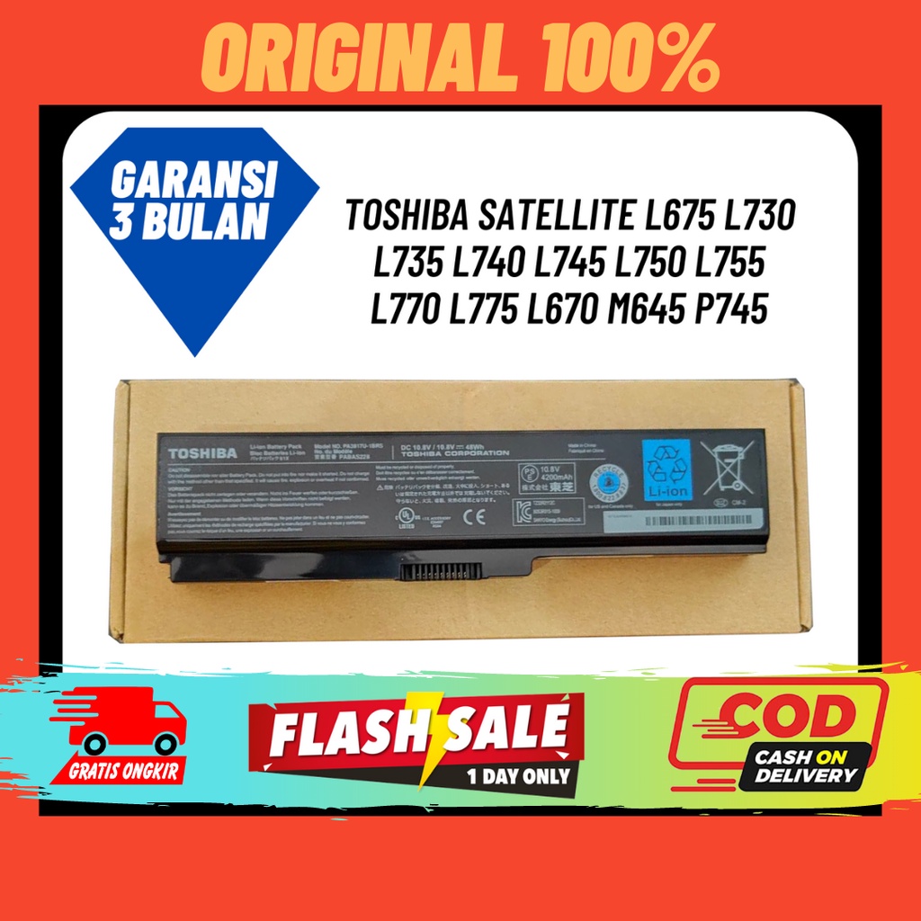 Baterai ORIGINAL Toshiba C640 C655 L640 L645 L635 L740 L745 L755 PA3817U