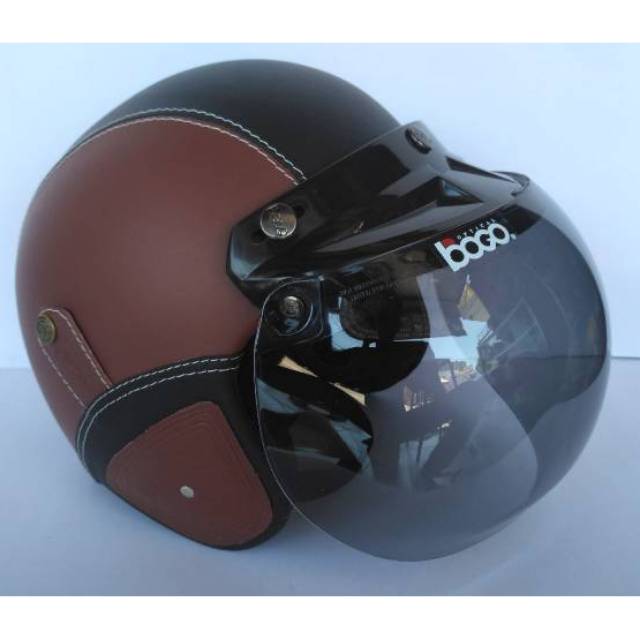 Helm bogo dewasa (coklat-hitam) SNI kaca BOGO ORI semi 