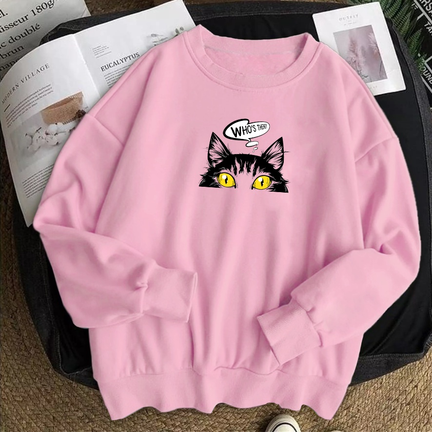 Sweater oversize wanita WHO THERE suwiter cewek murah kekinian