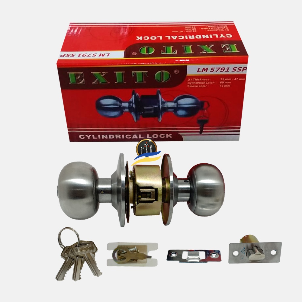 Kunci Pintu Bulat Kamar Mandi Stainless Steel Exito Handle Gagang bulat