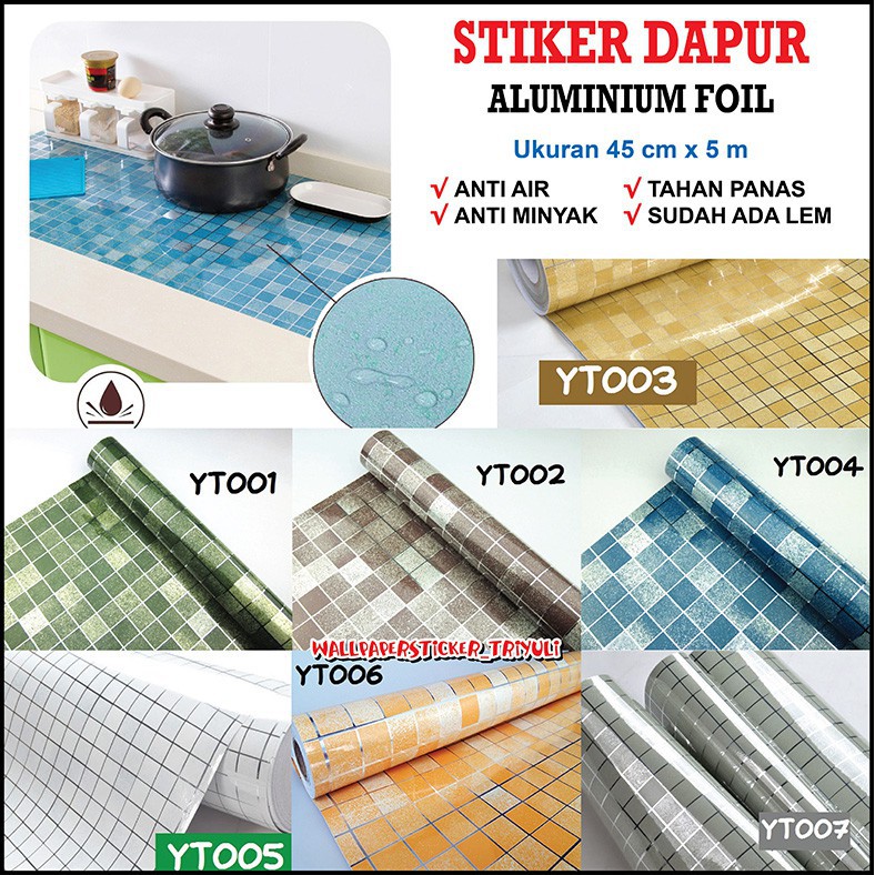 Wallpaper Sticker Dapur Wallpaper Stiker Kamar Mandi Anti Air Minyak Dan Api 45 Cm X 5 M