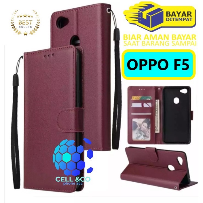 OPPO F5 CASE FLIP WALLET LEATHER KULIT PREMIUM SARUNG BUKA TUTUP FLIP CASE OPPO F5