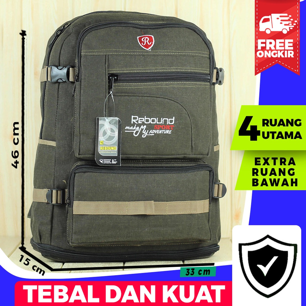 Tas Ransel Kanvas Distro Susun Rebound Coklat Muda Pria Wanita Original Murah Kerja Jumbo Simpel Backpack Kanvas Tas Ransel Punggung Pria Bahan Kanvas Besar Outdoor Gaul Terbaru Kuat Awet