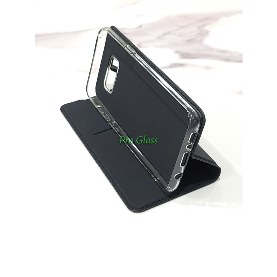 Samsung S8 / Plus / S21 FE Note 8 / Note 9 / Note 10 Plus / S22 / Plus / ULTRA Canvas Leather Flip Case Cover Standing View