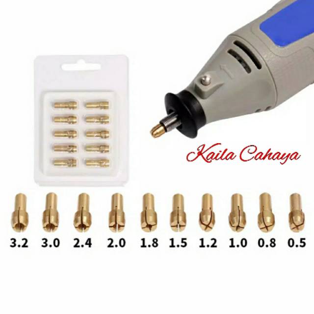 Collet Chuck 0.5 - 3.2mm 10pcs Bor mini Drill Rotary Grinder