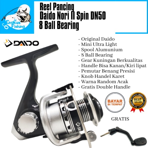 Reel Pancing Mini Daido Nori II Spin DN50 (8 Bearing) Gratis Handle Murah