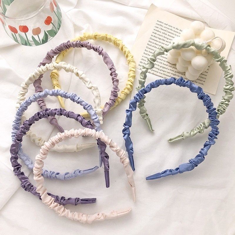 Bando Scrunchie Serut Bahan Satin Gaya Korea Korean Headband Bandana