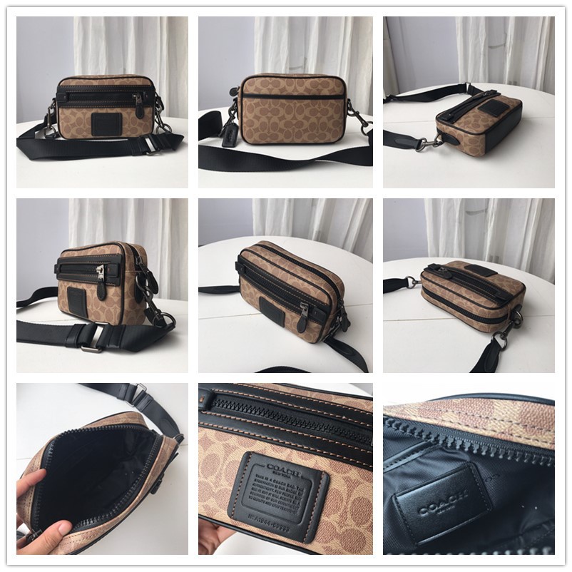 TAS PRIA SELEMPANG BAHU PRIA ACADEMY GRAHAM CROSSBODY BAG SIGNATURE CANVAS BLACK BROWN 69333