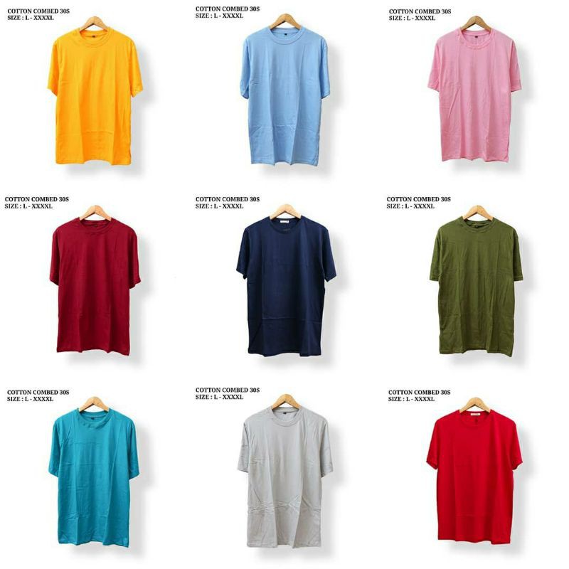 Kaos Polos Lengan Pendek Jumbo Big Size Cewek XL XXL XXXL XXXXL Kaos Oversize Pria Cotton Combed 30s