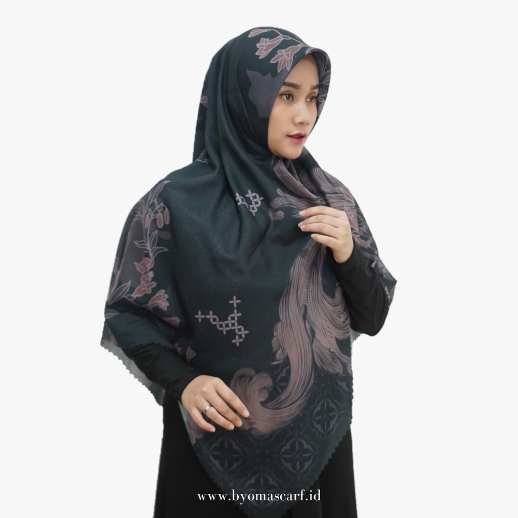 Hijab Voal Printing Lasercut Jilbab Syari Segiempat Premium Ultrafine Lily Meteorite 140x140cm