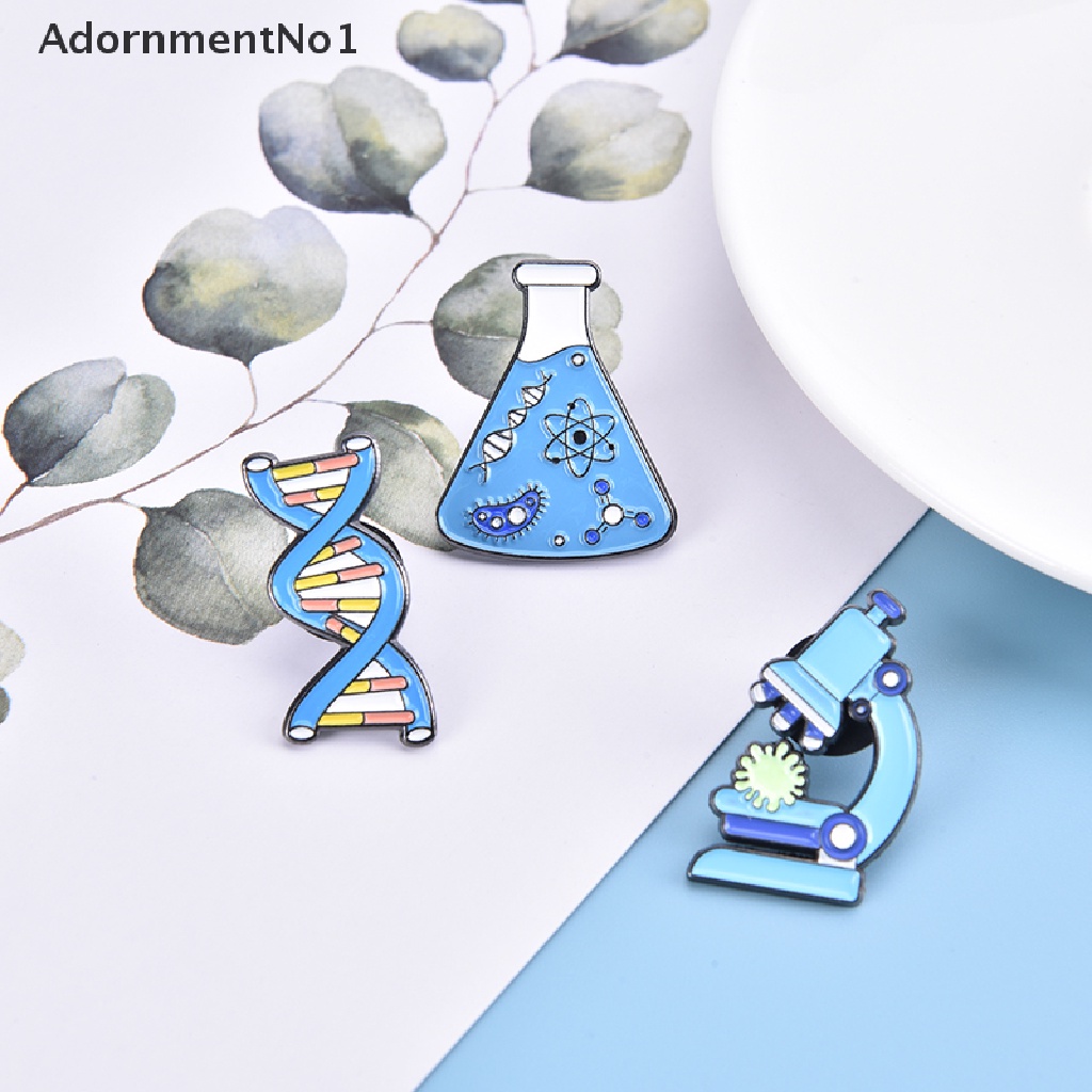 [AdornmentNo1] Science Enamel Pin Microscope Chemical Molecular DNA Biological Metal Brooches [new]