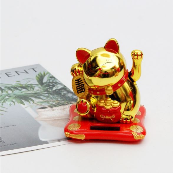 solar kucing hoki kucing rejeki lucky cat 11cm tenaga surya solar