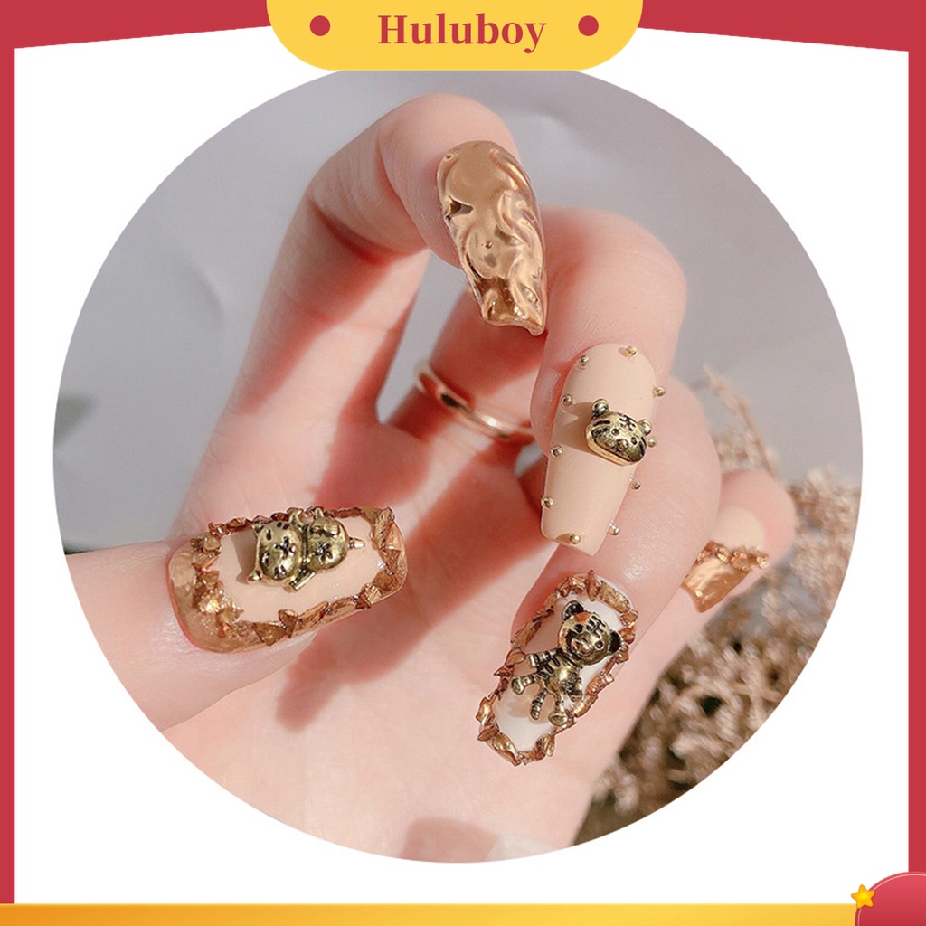 Huluboy Huluboy♡ 10 Pcs Perhiasan Kuku Portable Bahan Alloy Gaya Retro Untuk Dekorasi Manicure