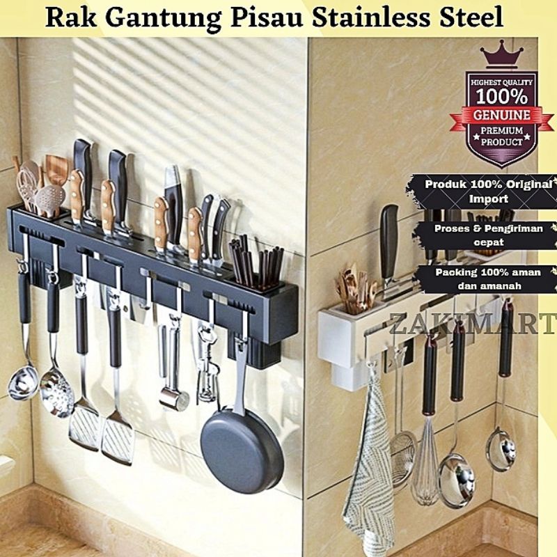 Rak Pisau Dapur Tempat Sendok Garpu Rak Pisau Gantung Stainless Steel