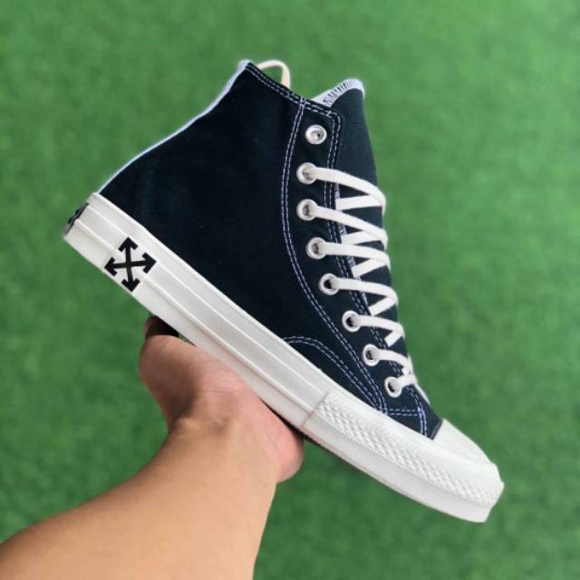 Sepatu OFF-WHITE x Converse Chuck Taylor All Star 70s High Black Half White BNIB Original Premium