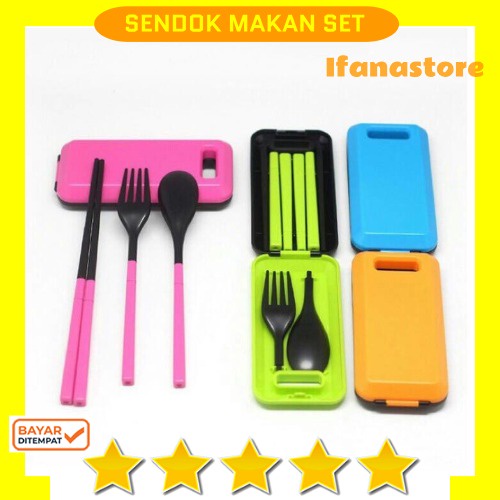 Sendok Set Travel / Sendok Lipat Set / Alat Makan Camping Sendok Garpu Sumpit Lipat / Alat Makan Lipat Portable