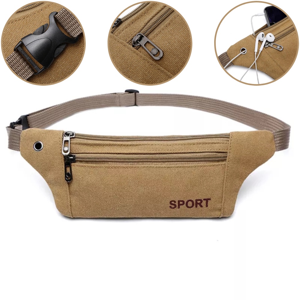 TAS PINGGANG WAISTBAG SPORT BAHAN KANVAS / TAS SELEMPANG SLING BAG PRIA WANITA MINI / WAISTBAG DENGAN BELT 306