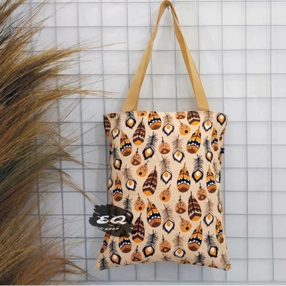 EQ-TAS WANITA(RESLETING) NUDIE BAG / TOTE BAG KANVAS BESAR BAHAN TEBAL LEMBUT MURAH BISA COD FLORAL