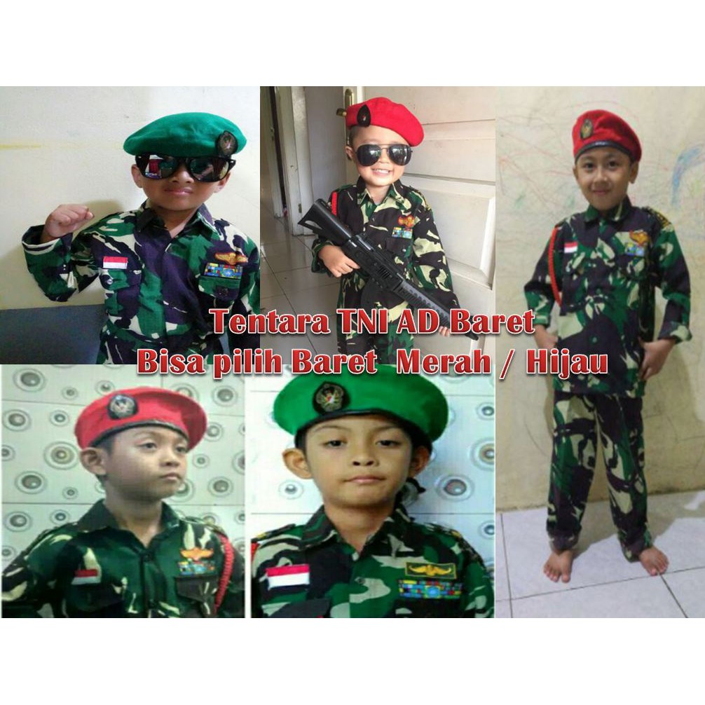 BAJU KOSTUM TENTARA TNI-AD ANAK BARET
