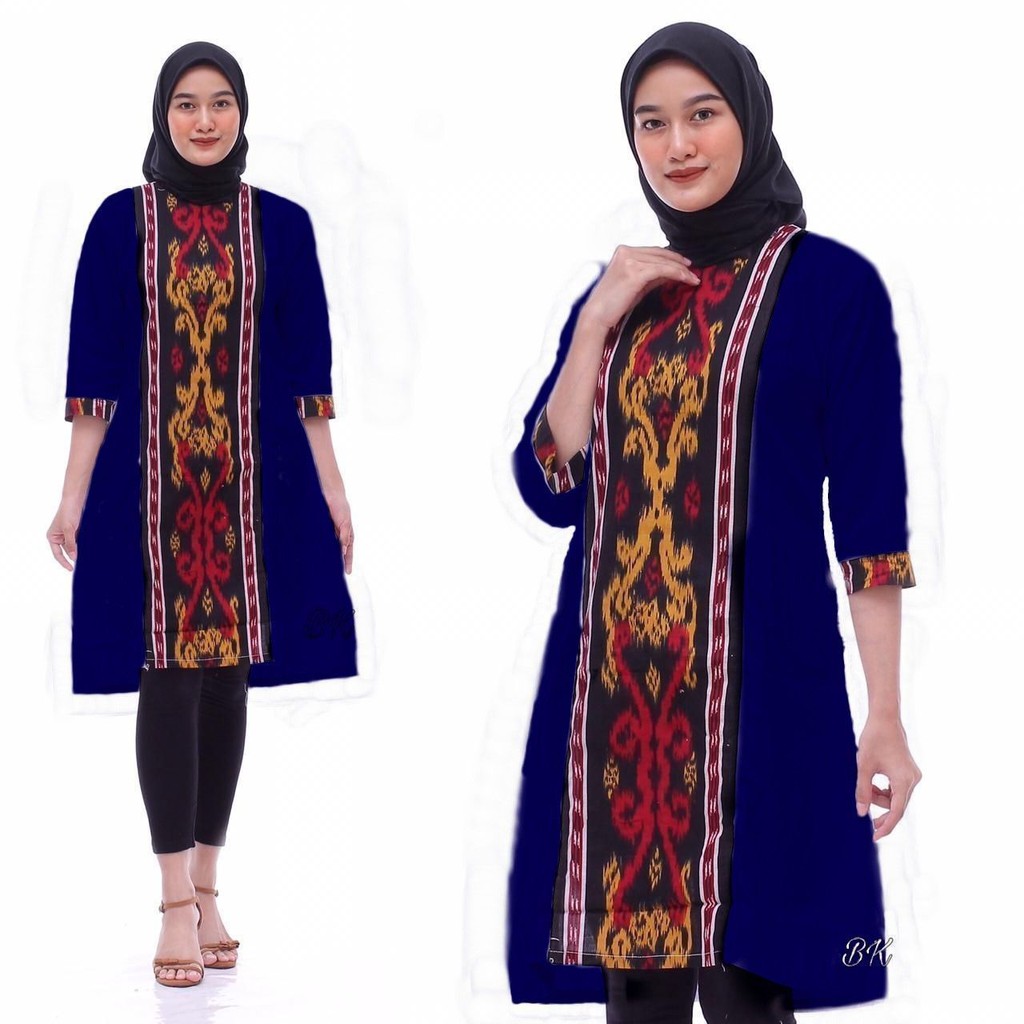 (COD) NEWWW BAJU ATASAN TUNIK BATIK KERJA/KONDANGAN WANITA MOTIF TENUN MURAH