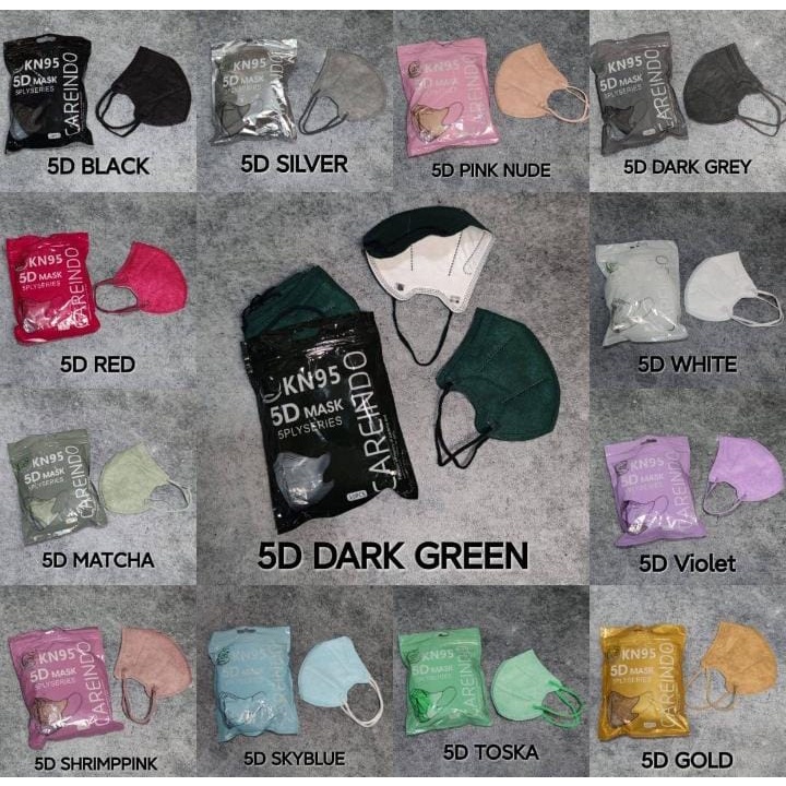 [BANYAK PILIHAN WARNA] Masker KN95 Careindo 5 PLY 1 Pack isi 10 PCS