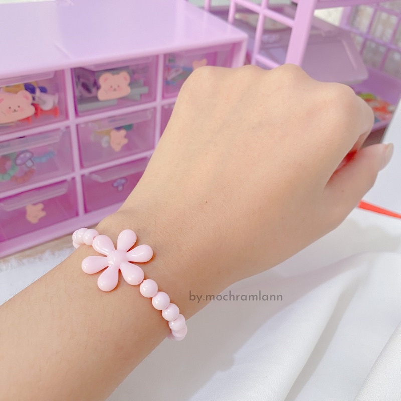 GELANG MANIK BUNGA PASTEL / GELANG MANIK KOREA / GELANG BUNGA PASTEL COLORFUL