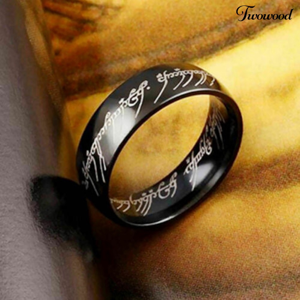 Cincin Motif Print Tulisan Bahan Titanium Steel Untuk Pria Dan Wanita