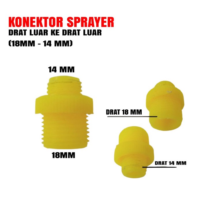 Soket Konektor 18 mm Drat Luar Ke Drat 14 mm