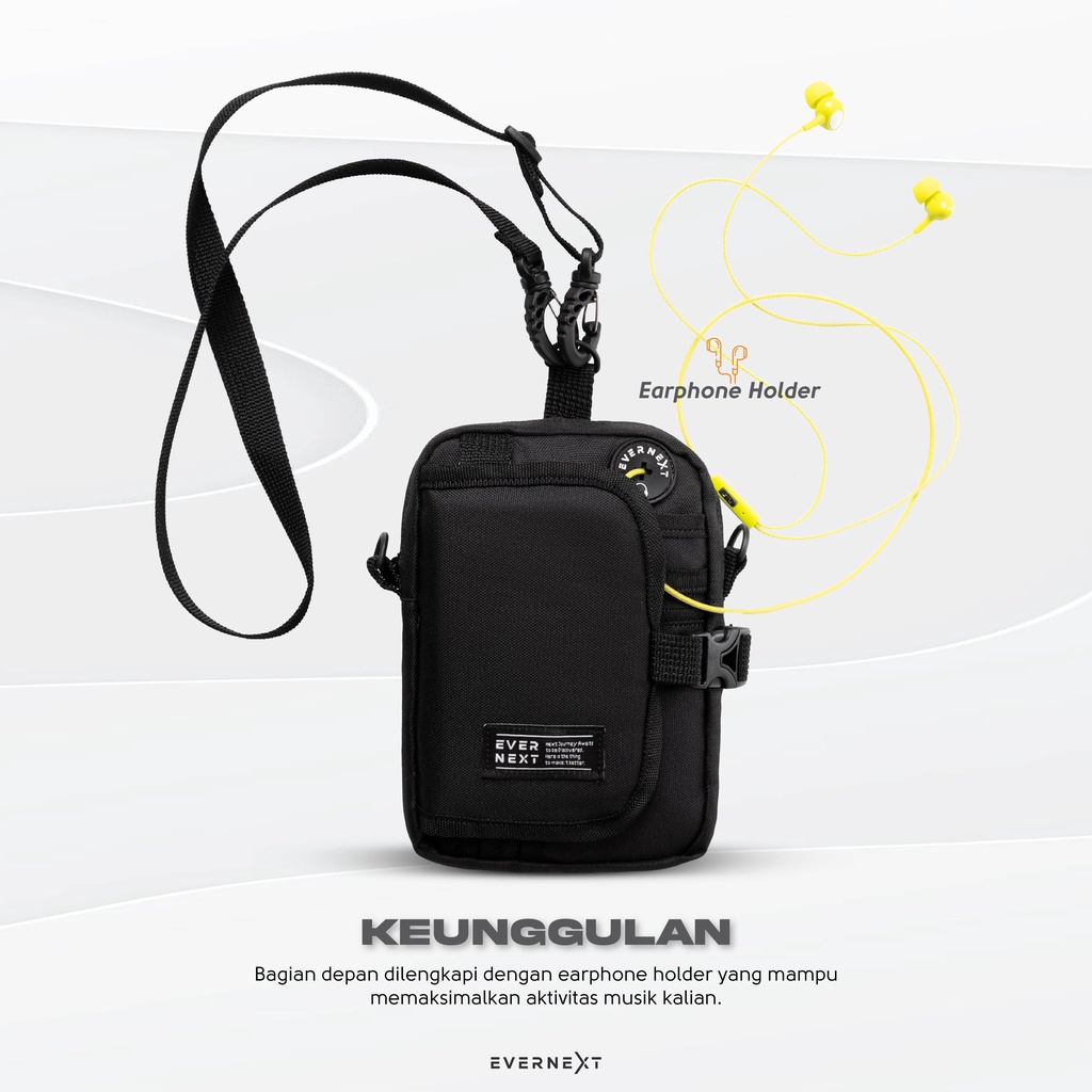 Sling Bag Mini Resleting Cowok Dompet Tempat Hp Hitam Tas Selempang Kecil Pria Muat Handphone Brande