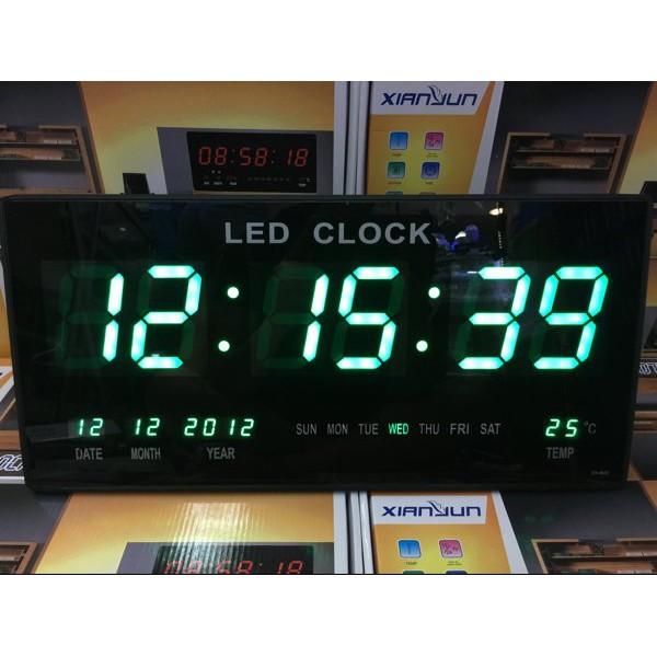 Jam Dinding Digital LED Meja LED Clock 4622 Hijau