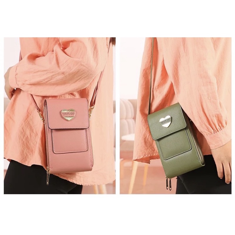 Tas Selempang Kulit Wanita Dompet Hp Cewek Touchscreen Mini Bag LN L080