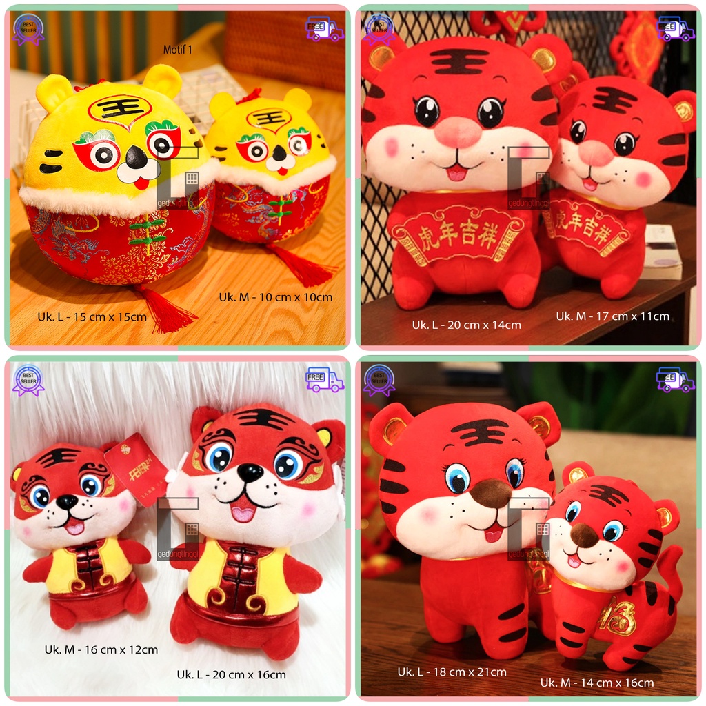 Boneka Pajangan Gantungan Dekorasi Hiasan Kado Hadiah Souvenir Hampers Parcel Parsel Tempel Cop Kaca Dashboard Mobil Karakter Shio Macan Harimau 2022 Fu Fuk Hoki Rejeki Imlek Sincia Chinese New Year Cny Impor Import Lembut Imut Lucu Murah Size Besar Kecil