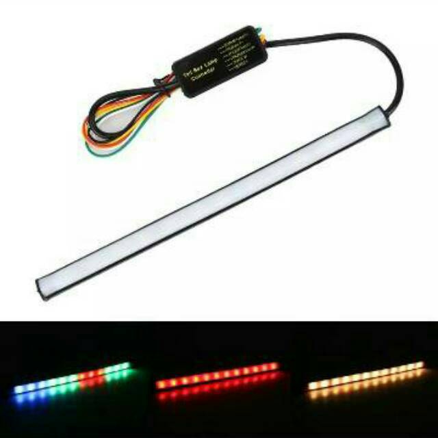 Lampu LED Strip plat nomor motor mobil RGB Sein Rem 23 cm variasi 12v pelat nomer variasi belakang motor