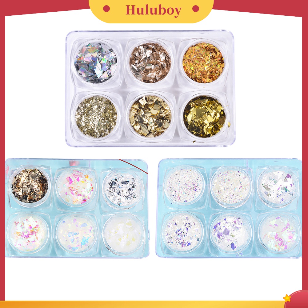 Huluboy Huluboy♡ Glitter Cellophane Asimetris Untuk Dekorasi Nail Art DIY