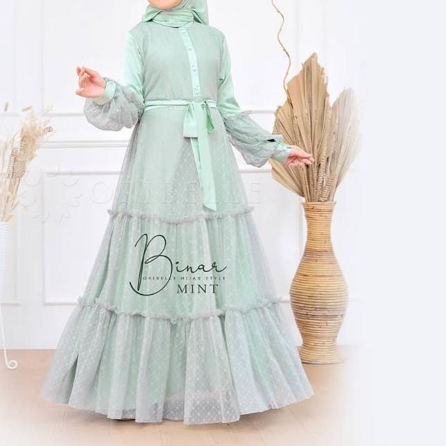 ➶ BINAR GAMIS ANAK / PAKAIAN ANAK 10-14 TAHUN / BAJU BRUKAT ANAK / Gamis Brokat Tile Anak Perempuan 