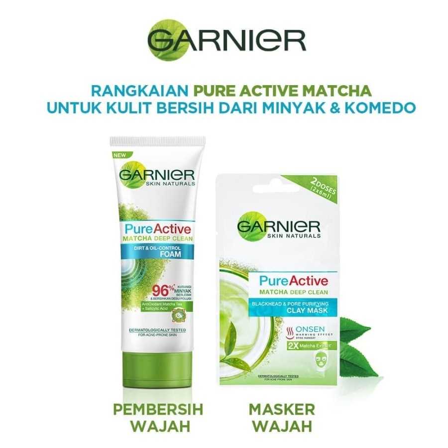 Garnier | Pure Active Matcha Deep Clean Foam 100ml | Oil Control Foam