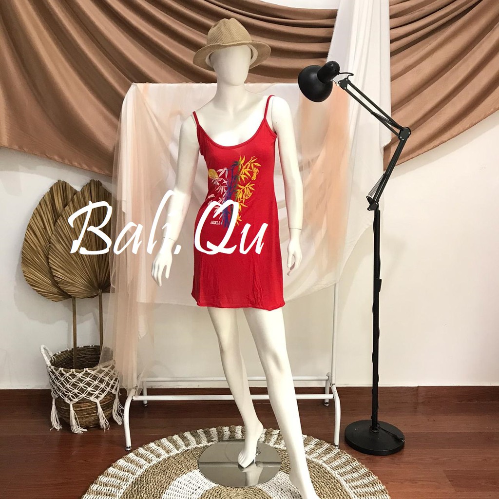 Daster  Tali Satu Sablon Bambu Bali-MERAH