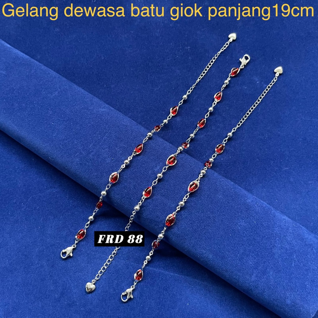 new gelang tangan wanita kominasi rantai dan giok ukuran panjang 18 cm