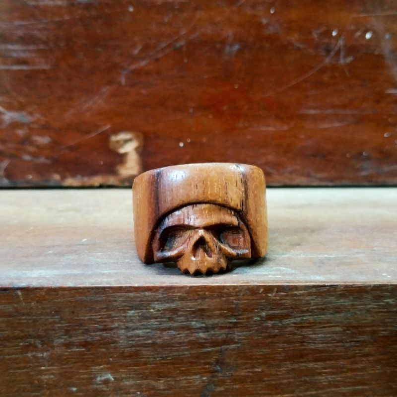 Skull Ring Cincin Ukir Kayu Ring Skull
